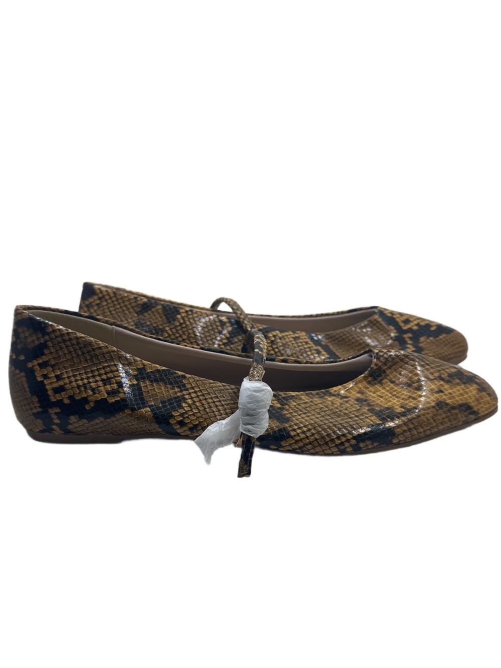 Kenneth Cole New York Snake-Print Mary Jane Flats in Tan & Brown size 11